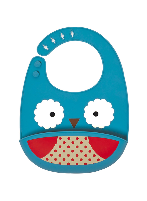 

Skiphop Owl Zoo Fold & Go Silicone Bib, Blue