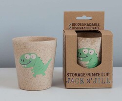Jack N' Jill Rinse & Storage Cup, Dino, Brown