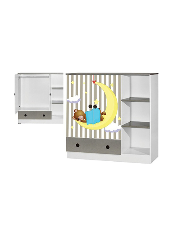 Mini Panda Little Dreamer 2-In-1 Cabinet & Dresser, Light Grey