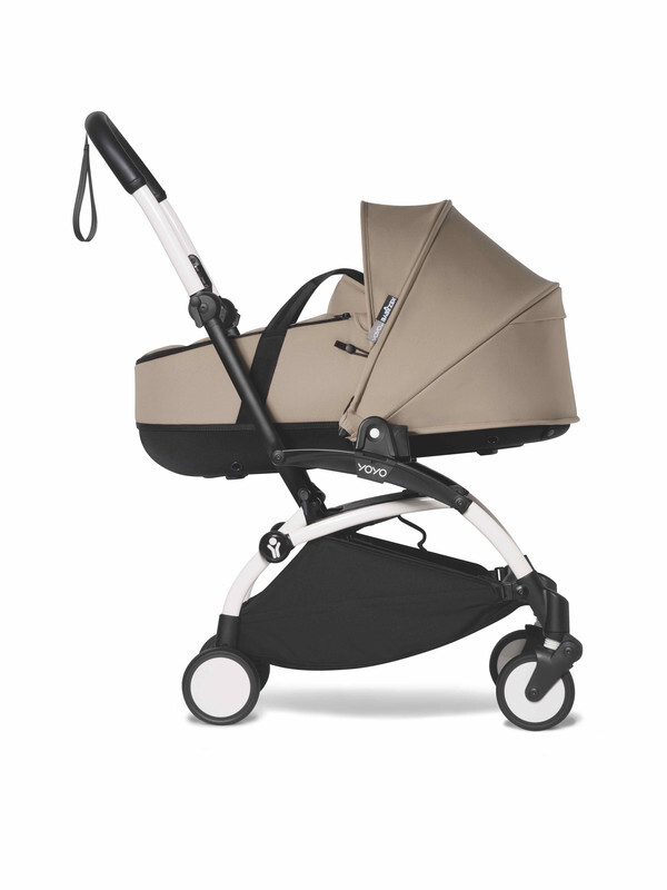 YOYO2 Complete Stroller Set - White Frame With Newborn Bassinet, 0+ Months - Taupe