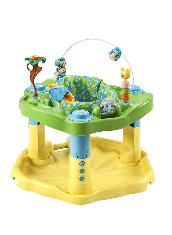Evenflo Exersaucer Zoo Friends Baby Bouncer, with Lights and Music, Yellow/Green