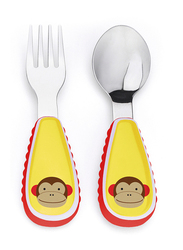 Skiphop Monkey Zootensils Fork & Spoon, Yellow