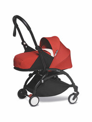 YOYO2 Complete Stroller Set - Black Frame With Newborn Pack, 0+ Months - Red
