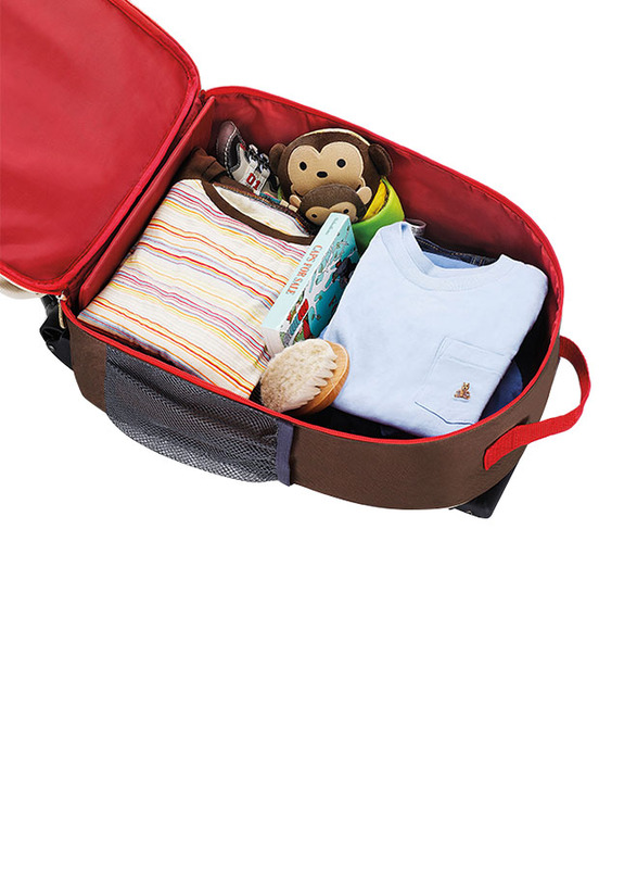 Skip Hop Zoo Kids Rolling Luggage, with Wheels, Monkey, Brown/Beige