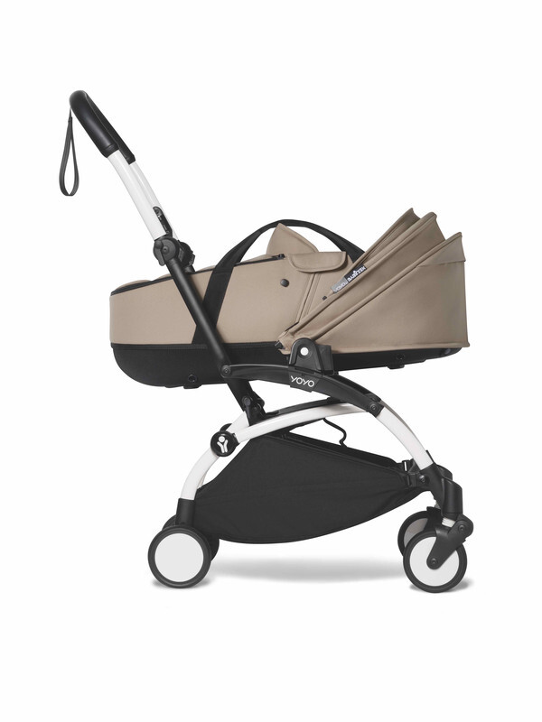 YOYO2 Complete Stroller Set - White Frame With Newborn Bassinet, 0+ Months - Taupe