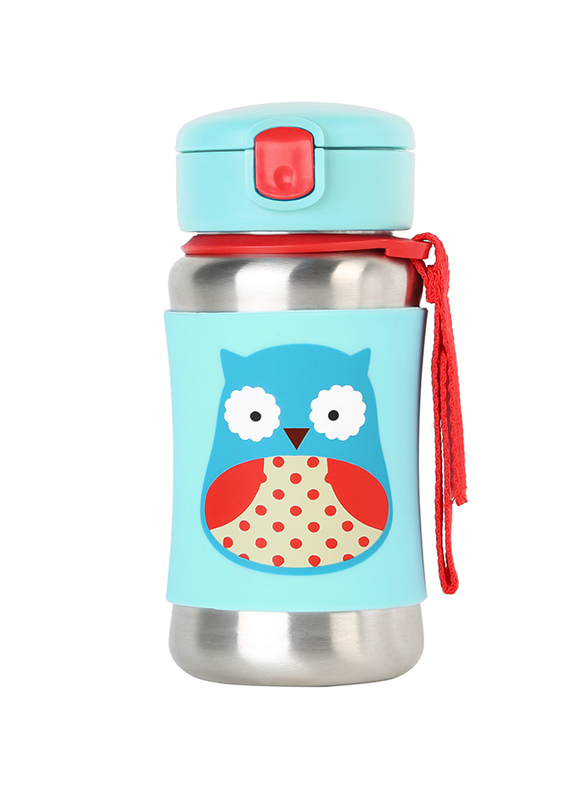 

Skiphop Owl Zoo Stainless Steel Straw Bottle, 350ml, Blue