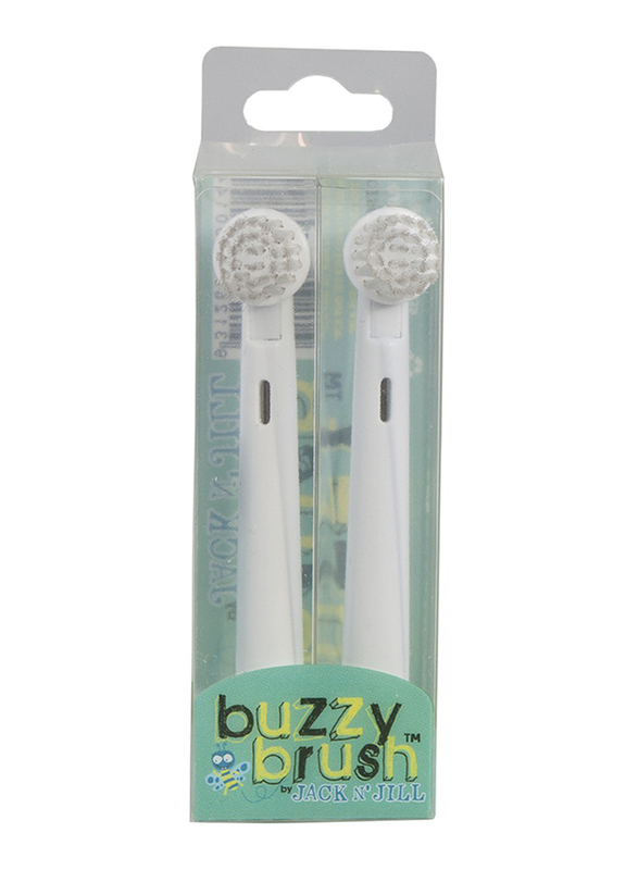 Jack N' Jill Buzzy Brush Replacement Heads 2 Pack for Kids, White