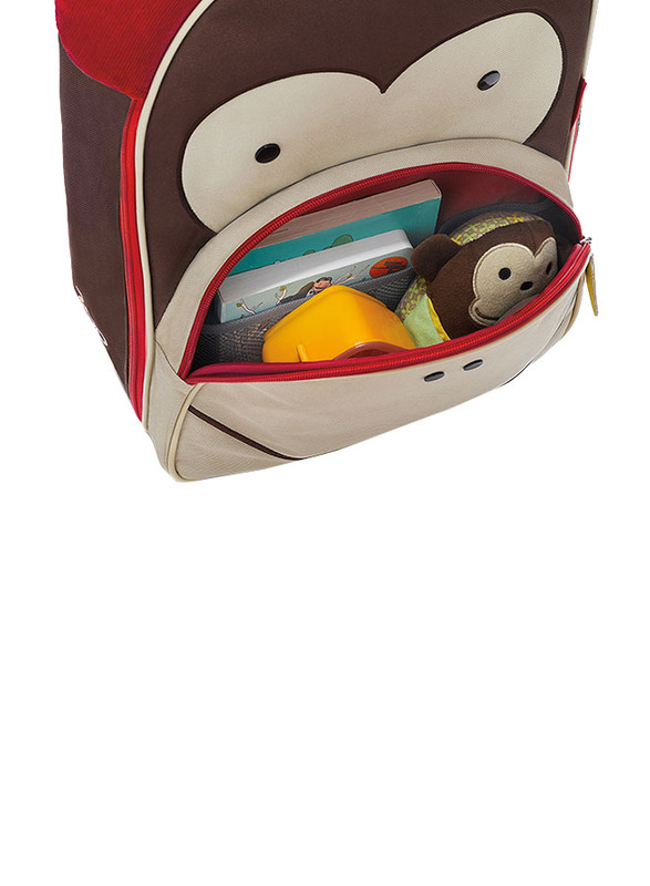 Skip Hop Zoo Kids Rolling Luggage, with Wheels, Monkey, Brown/Beige