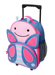 Skip Hop Zoo Kids Rolling Luggage, with Wheels, Butterfly, Pink/Blue