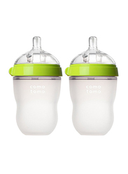 Comotomo Natural Feel Baby Bottle, Pack of 2, 250ml, Green