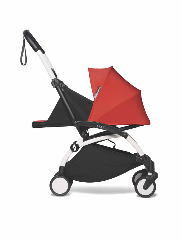 YOYO2 Complete Stroller Set - White Frame With Newborn Pack, 0+ Months - Red