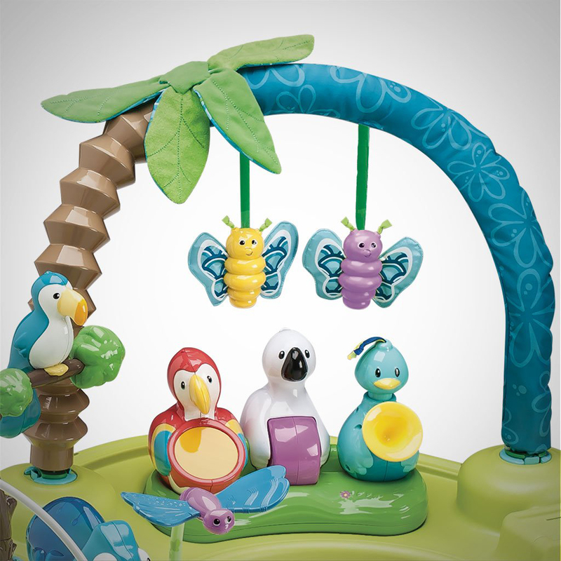 Evenflo ExerSaucer Triple Fun Life In The Amazon Baby Bouncer, with Lights and Music, Green/Blue