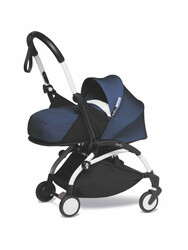 YOYO2 Complete Stroller Set - White Frame With Newborn Pack, 0+ Months - Air France Blue