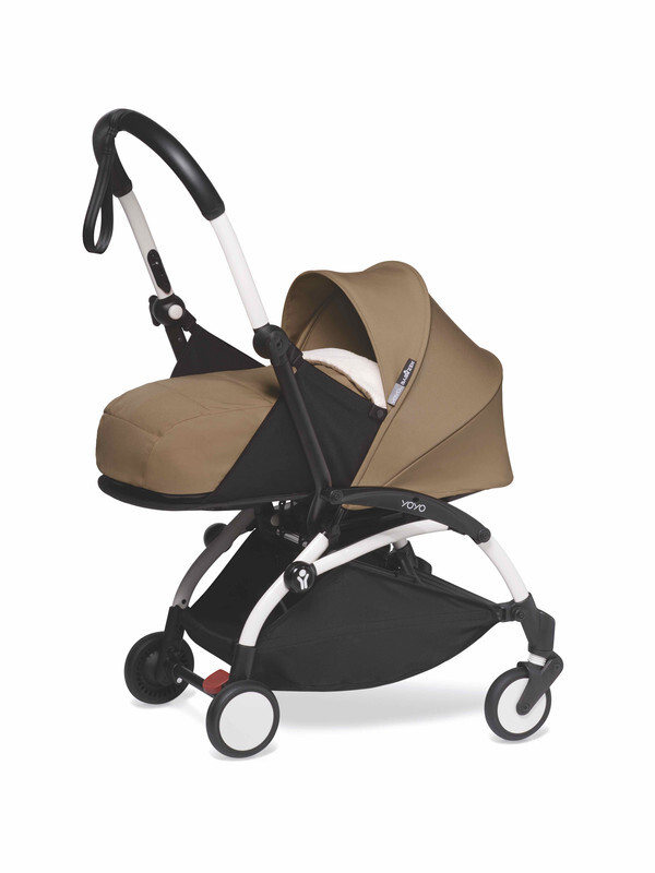 YOYO2 Complete Stroller Set - White Frame With Newborn Pack, 0+ Months - Toffee