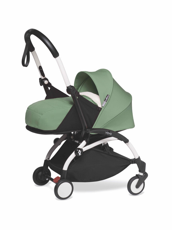 YOYO2 Complete Stroller Set - White Frame With Newborn Pack, 0+ Months - Peppermint