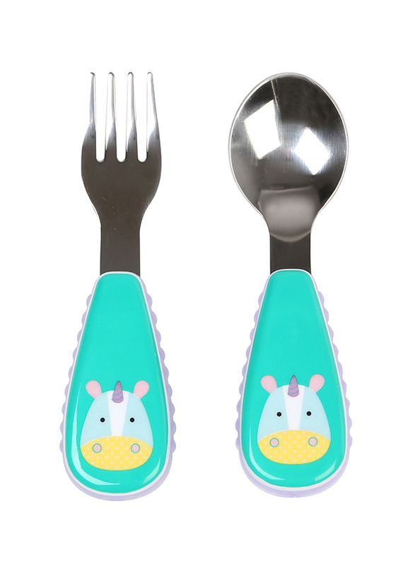 

Skiphop Unicorn Zootensils Fork & Spoon, Light Green