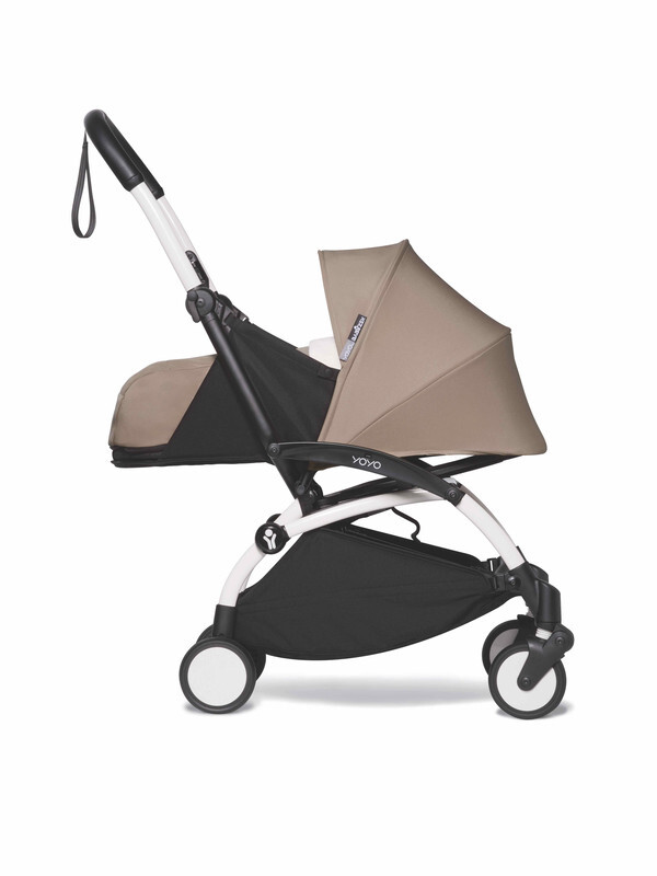 YOYO2 Complete Stroller Set - White Frame With Newborn Pack, 0+ Months - Taupe
