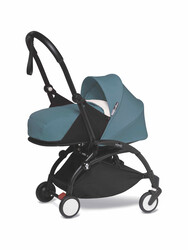 YOYO2 Complete Stroller Set - Black Frame With Newborn Pack, 0+ Months - Aqua