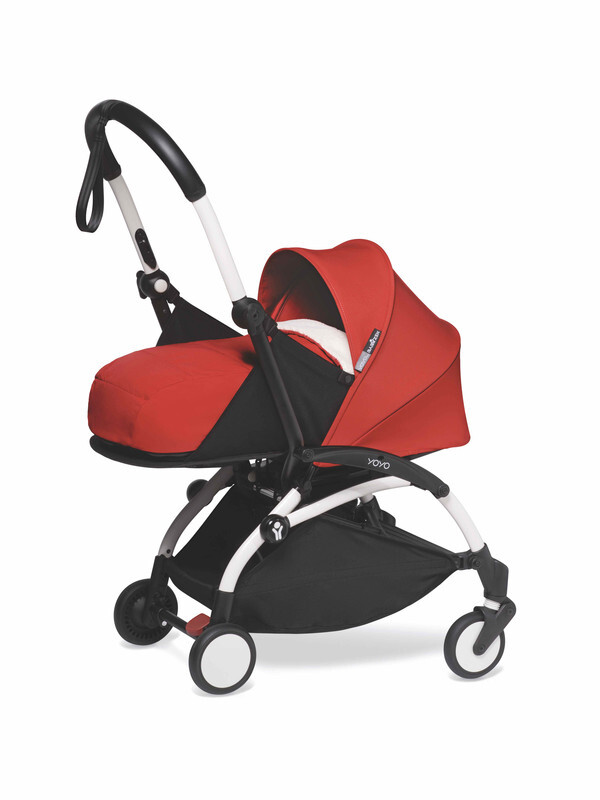 YOYO2 Complete Stroller Set - White Frame With Newborn Pack, 0+ Months - Red