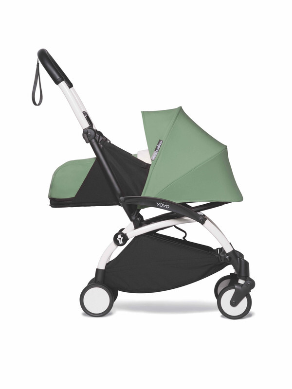YOYO2 Complete Stroller Set - White Frame With Newborn Pack, 0+ Months - Peppermint