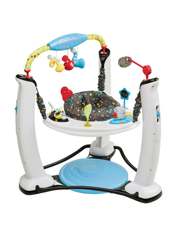 Evenflo Exersaucer Jump and Learn Stationary Jumper EV Activity Centre, with Lights and Music, Blue/White