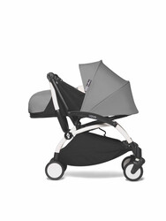 YOYO2 Complete Stroller Set - White Frame With Newborn Pack, 0+ Months - Grey
