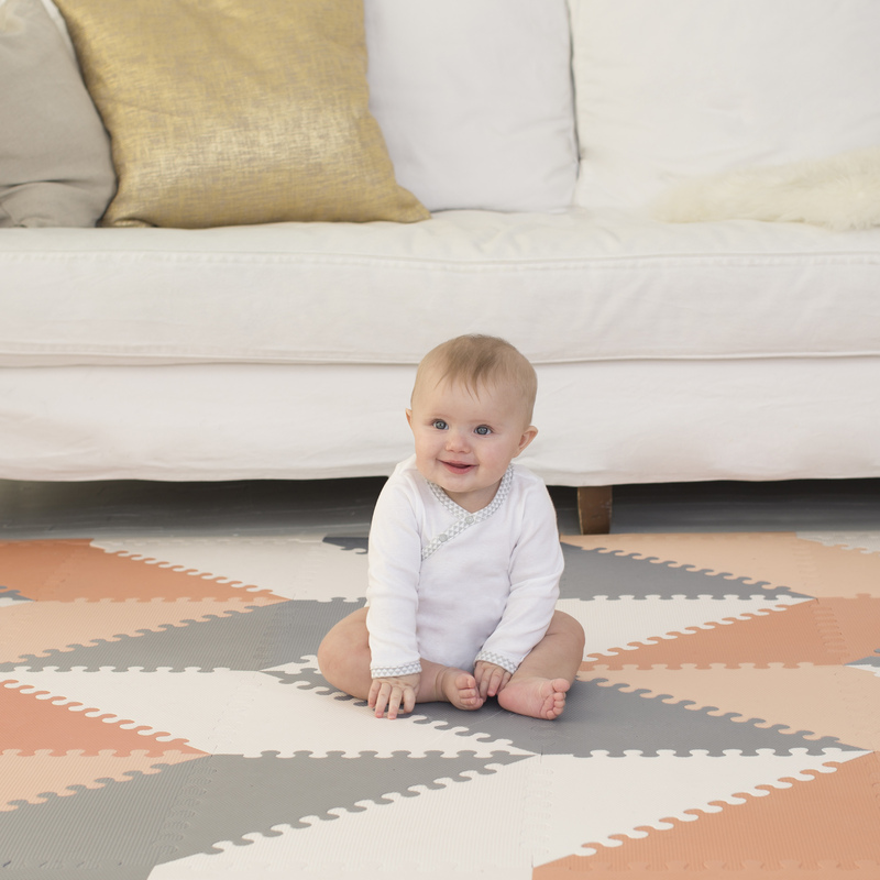 Skip Hop Playspot Geo Floor Tiles Playmat, Grey/Peach