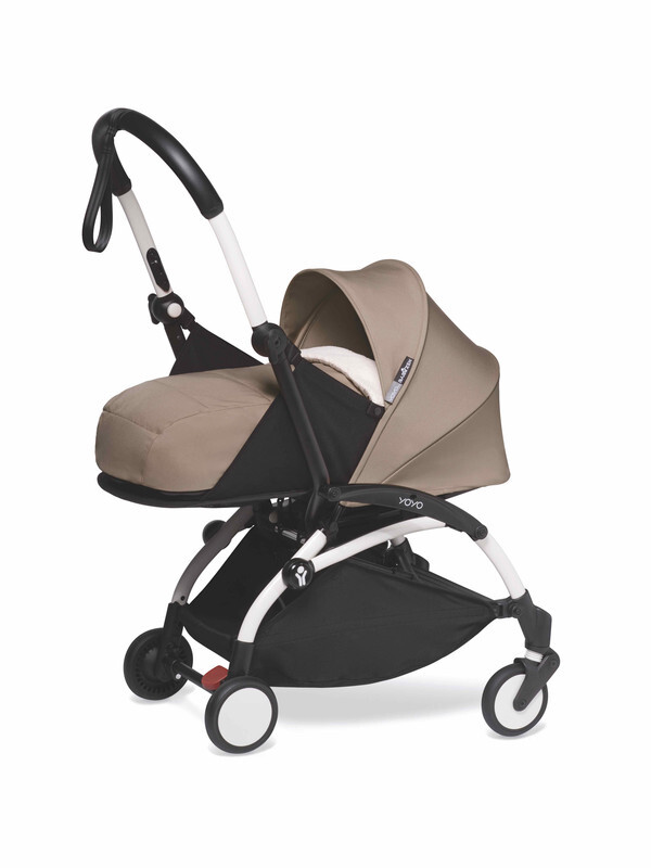 YOYO2 Complete Stroller Set - White Frame With Newborn Pack, 0+ Months - Taupe