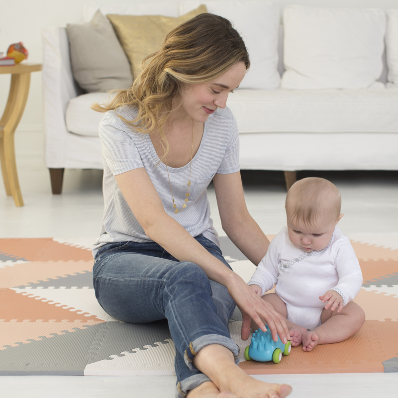 Skip Hop Playspot Geo Floor Tiles Playmat, Grey/Peach