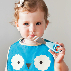 Skiphop Owl Zootensils Fork & Spoon, Blue