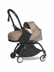 YOYO2 Complete Stroller Set - Black Frame With Newborn Pack, 0+ Months - Taupe