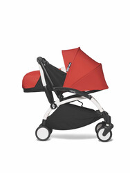 YOYO2 Complete Stroller Set - White Frame With Newborn Pack, 0+ Months - Red