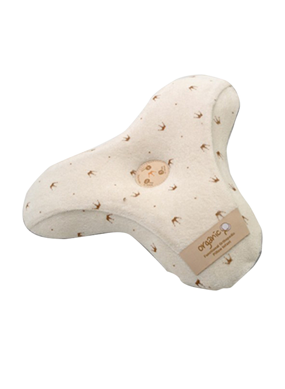 Alpremio Natural Organic Cotton Crown Pattern Printed Pillow, Beige