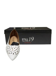 Still 19 Laser Cut Pointed Toe Ballerinas for Women, 36 EU, JKLB210070-87, White