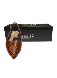 Still 19 Laser Cut Pointed Toe Ballerinas for Women, 39 EU, JKLB21007-87, Tan Brown
