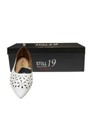 Still 19 Laser Cut Pointed Toe Ballerinas for Women, 39 EU, JKLB210070-87, White