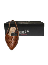 Still 19 Laser Cut Pointed Toe Ballerinas for Women, 40 EU, JKLB21007-87, Tan Brown