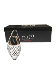 Still 19 Laser Cut Pointed Toe Ballerinas for Women, 40 EU, JKLB21007-87, White