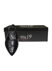 Still 19 Laser Cut Pointed Toe Ballerinas for Women, 39 EU, JKLB21007-87, Black