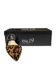 Still 19 Pointed Toe Ballerinas for Women, 37 EU, JKLB210067-87, Leopard Dark Tan Brown