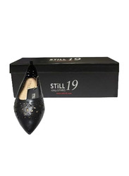 Still 19 Laser Cut Pointed Toe Ballerinas for Women, 39 EU, JKLB210070-87, Black