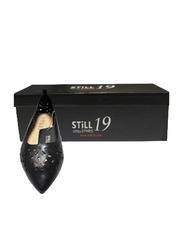 Still 19 Laser Cut Pointed Toe Ballerinas for Women, 40 EU, JKLB210070-87, Black