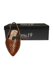 Still 19 Laser Cut Pointed Toe Ballerinas for Women, 36 EU, JKLB21007-87, Tan Brown