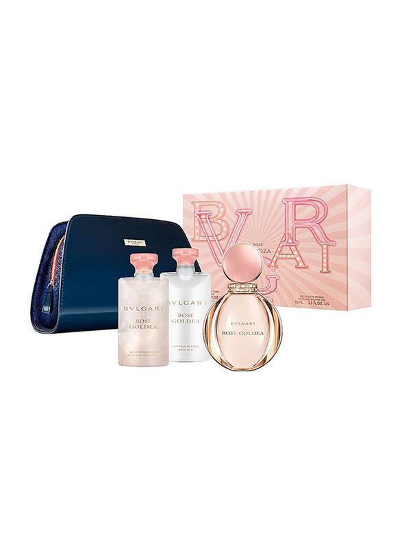 

Bvlgari 4-Piece Rose Goldea Gift Set for Women, 90ml EDP Perfume, 75ml Body Lotion, 75ml Shower Gel, Bag