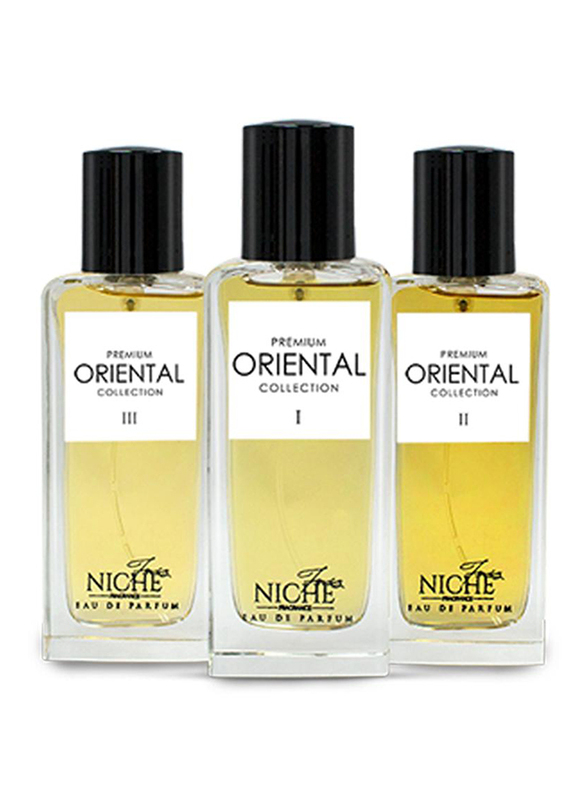 

Faiz Niche 3-Piece Premium Oriental Collection Gift Set Unisex, 60ml Premium Oriental Collection I EDP Perfume, 60ml Premium Oriental Collection II, 60ml Prem