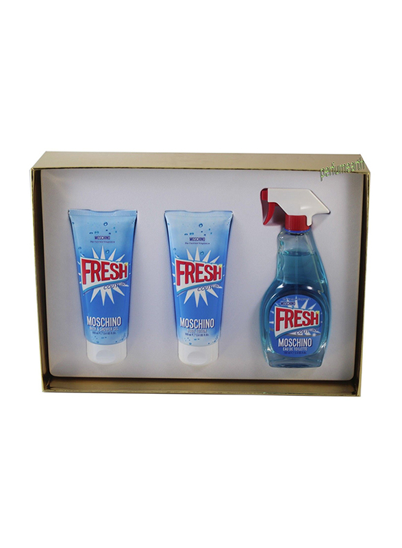 

Moschino 3-Piece Fresh Couture Gift Set for Women, 100ml EDT Perfume, 100ml Shower Gel, 100ml Body Lotion
