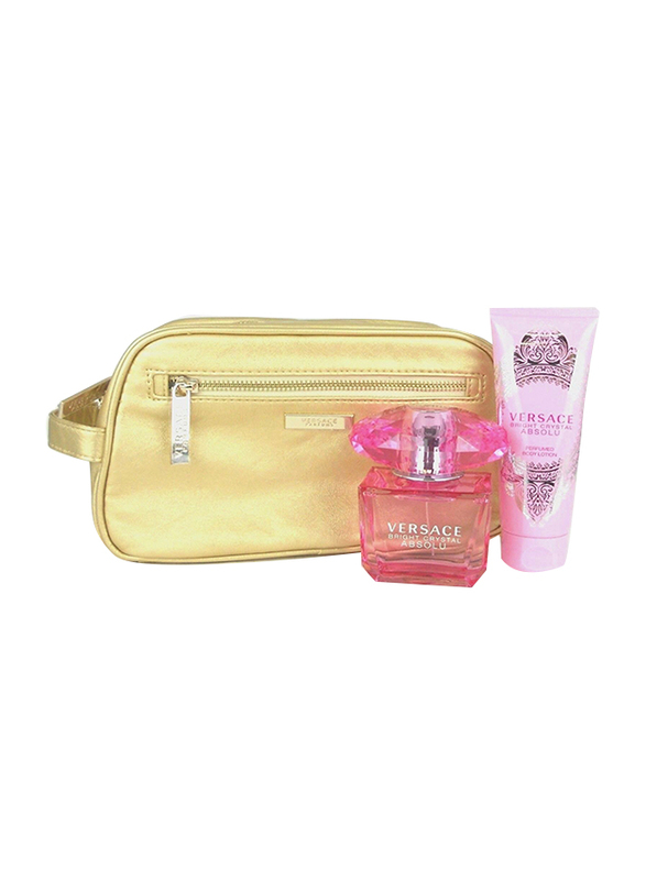 

Versace 3-Piece Bright Crystal Absolu Gift Set for Women, 90ml EDP Perfume, 100ml Body Lotion, Cosmetic Bag