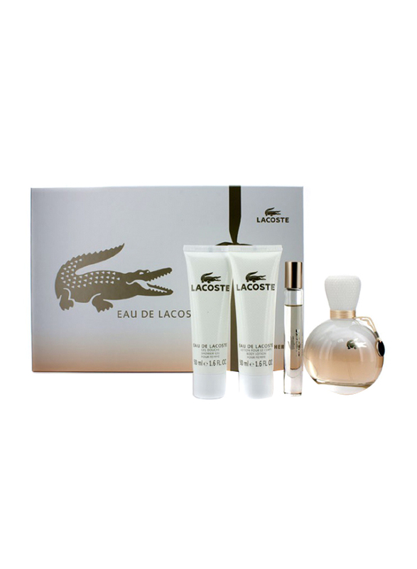 

Lacoste 4-Piece Eau De Lacoste Gift Set for Women, 90ml EDP Perfume, 6ml Roll On, 50ml Body Lotion, 50ml Shower Gel