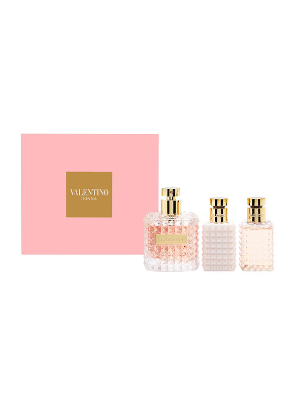 

Valentino 3-Piece Donna Gift Set for Women, 100ml EDP Perfume, 100ml Body Lotion, 50ml Shower Gel