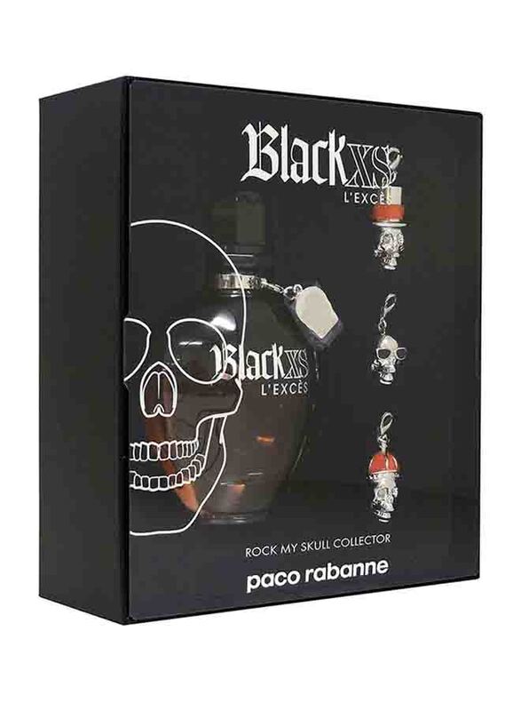 

Paco Rabanne 5-Piece Gift Set for Women, Black XS L'Exces 80ml EDP Perfume, 4 Skulls Keychain